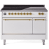 Ilve Nostalgie II Collection UPI486QNMPWHG - 48 Inch Solid Door Freestanding Induction Range in Brass Trim with 6 Elements