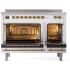 Ilve Nostalgie II Collection UPI486QNMPWHG - 48 Inch Solid Door Freestanding Induction Range in Brass Trim Double Oven