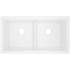 Rohl Shaws Original MSUM3318LDWH - 33 Inch Undermount Double Bowl Fireclay Kitchen Sink with Drain Hole Center