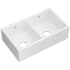 Rohl MS3118WH - 18 Inch Double Bowl Apron Front Fireclay Kitchen Sink with 3 1/2" Drain Connection