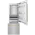 ZLINE Autograph Edition RBIVZSN30G - ZLINE Autograph Edition 30 in. 16.1 cu. ft. Built-In Bottom Freezer Refrigerator with Water Dispenser and Ice Maker in Satin Stainless Steel with Polished Gold Accents (RBIVZ-SN-30-G) front, refrigeration compartment and bottom freezer open. 30 Inch Built