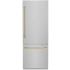 ZLINE Autograph Edition RBIVZSN30CB - ZLINE Autograph Edition 30 in. 16.1 cu. ft. Built-In Bottom Freezer Refrigerator with Water Dispenser and Ice Maker in Satin Stainless Steel with Champagne Bronze Accents (RBIVZ-SN-30-CB) front, closed. 30 Inch Built-in Bottom Freezer Refrigerator