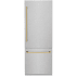 ZLINE Autograph Edition RBIVZSN30G - ZLINE Autograph Edition 30 in. 16.1 cu. ft. Built-In Bottom Freezer Refrigerator with Water Dispenser and Ice Maker in Satin Stainless Steel with Polished Gold Accents (RBIVZ-SN-30-G) front. 30 Inch Built-in Bottom Freezer Refrigerator