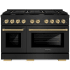 ZLINE autograph Paramount SDRBZ48CB - ZLINE Autograph Edition 48 in. 6.7 cu. ft. Paramount Double Oven Dual Fuel Range with 8 Burner Gas Cooktop in Black Stainless Steel and Champagne Bronze Accents (SDRBZ-48-CB) front, oven closed. 48 Inch Pro-Style Double Oven Dual Fuel Range