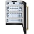 ZLINE RBSOZBS24KCB - ZLINE Autograph Edition 24 in. Touchstone 151 Can Beverage Fridge with Black Stainless Steel Glass Door and Champagne Bronze Helix Handle (RBSOZ-BS-24-KCB) front, open. 24 Inch Touchstone Beverage Center