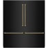 ZLINE Autograph Edition GRBITZBS72KG - ZLINE Autograph Edition 72 in. 39.6 cu. ft. French Door Built-In Bottom Freezer Refrigerator with Water Dispensers and Ice Makers in Black Stainless Steel with Graphite Gray Interior and Polished Gold Helix Handles (GRBITZ-BS-72-KG) front, closed.