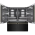 ZLINE Autograph Edition GRBITZBS72KCB - ZLINE Autograph Edition 72 in. 39.6 cu. ft. French Door Built-In Bottom Freezer Refrigerator with Water Dispensers and Ice Makers in Black Stainless Steel with Graphite Gray Interior and Champagne Bronze Helix Handles (GRBITZ-BS72-KCB) front, refrigeratio