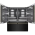 ZLINE Autograph Edition GRBITZBS72KG - ZLINE Autograph Edition 72 in. 39.6 cu. ft. French Door Built-In Bottom Freezer Refrigerator with Water Dispensers and Ice Makers in Black Stainless Steel with Graphite Gray Interior and Polished Gold Helix Handles (GRBITZ-BS-72-KG) front, refrigeration c