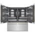 ZLINE Autograph Edition GRBITZ30472KCB - ZLINE Autograph Edition 72 in. 39.6 cu. ft. French Door Built-In Bottom Freezer Refrigerator with Water Dispensers and Ice Makers in Stainless Steel with Graphite Gray Interior and Champagne Bronze Helix Handles (GRBITZ-30472KCB) front, refrigeration comp