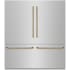 ZLINE Autograph Edition GRBITZ30472KG - ZLINE Autograph Edition 72 in. 39.6 cu. ft. French Door Built-In Bottom Freezer Refrigerator with Water Dispensers and Ice Makers in Stainless Steel with Graphite Gray Interior and Polished Gold Helix Handles (GRBITZ-30472KG) front, closed.