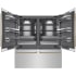 ZLINE Autograph Edition GRBITZ30472KG - ZLINE Autograph Edition 72 in. 39.6 cu. ft. French Door Built-In Bottom Freezer Refrigerator with Water Dispensers and Ice Makers in Stainless Steel with Graphite Gray Interior and Polished Gold Helix Handles (GRBITZ-30472KG) front, refrigeration compartm