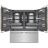 ZLINE Autograph Edition GRBITZ30472KG - ZLINE Autograph Edition 72 in. 39.6 cu. ft. French Door Built-In Bottom Freezer Refrigerator with Water Dispensers and Ice Makers in Stainless Steel with Graphite Gray Interior and Polished Gold Helix Handles (GRBITZ-30472KG) front, refrigeration compartm
