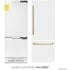 ZLINE RBIVZWM30CB - ZLINE Autograph Edition 30 in. 16.1 cu. ft. Built-In Bottom Freezer Refrigerator with Water Dispenser and Ice Maker in White Matte with Champagne Bronze Accents (RBIVZ-WM-30-CB) front. Next to panels and handles. 30 Inch Built-in Bottom Freezer Refrigerat