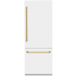 ZLINE Autograph Edition RBIVZWM30G - ZLINE Autograph Edition 30 in. 16.1 cu. ft. Built-in 2-Door Bottom Freezer Refrigerator with Internal Water and Ice Dispenser in White Matte with Polished Gold Accents (RBIVZ-WM-30-G) 30 Inch Built-in Bottom Freezer Refrigerator