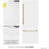 ZLINE Autograph Edition RBIVZWM30G - ZLINE Autograph Edition 30 in. 16.1 cu. ft. Built-In Bottom Freezer Refrigerator with Water Dispenser and Ice Maker in White Matte with Polished Gold Accents (RBIVZ-WM-30-G) front. Next to panels and handles. 30 Inch Built-in Bottom Freezer Refrigerator