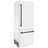 ZLINE RBIVZWM30MB - ZLINE Autograph Edition 30 in. 16.1 cu. ft. Built-in 2-Door Bottom Freezer Refrigerator with Internal Water and Ice Dispenser in White Matte with Matte Black Accents (RBIVZ-WM-30-MB) side. 30 Inch Built-in Bottom Freezer Refrigerator