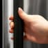 ZLINE Autograph Edition RBIVHZKMB30 - ZLINE Autograph Edition 30 in. Built-In Refrigerator Helix Handles (Set of 2) in Matte Black (RBIVHZ-K-MB-30) on appliance showing diamond knurled details. 30 in. Built-In Refrigerator Helix Handles (Set of 2) in Matte Black