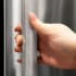 ZLINE Autograph Edition RBIVHZKSS30 - ZLINE 30 in. Built-In Refrigerator Helix Handles (Set of 2) in Stainless Steel (RBIVHZ-K-SS-30) on appliance showing diamond knurled details. 30 in. Built-In Refrigerator Helix Handles