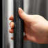 ZLINE Autograph Edition RBIVHZKBS30 - ZLINE 30 in. Built-In Refrigerator Helix Handles (Set of 2) in Black Stainless Steel (RBIVHZ-K-BS-30) on appliance showing diamond knurled details. 30 in. Built-In Refrigerator Helix Handles