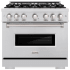 ZLINE Classic Series CDR36 - ZLINE 36 in. 5.2 cu. ft. Classic Dual Fuel Range with 6 Burner Gas Cooktop and Electric Convection Oven in Stainless Steel (CDR36) front, oven closed. 36 Inch Freestanding Dual Fuel Range