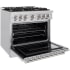 ZLINE Classic Series CDR36 - ZLINE 36 in. 5.2 cu. ft. Classic Dual Fuel Range with 6 Burner Gas Cooktop and Electric Convection Oven in Stainless Steel (CDR36) side, oven open. 36 Inch Freestanding Dual Fuel Range
