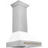 ZLINE Autograph Edition 8654SNZWM30CB - 30 Inch Wall Mount Range Hood in DuraSnow Stainless Steel with White Matte Shell &amp; Champagne Bronze Handle