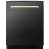 ZLINE Autograph Edition DWMTZBS24G - ZLINE Autograph Edition 24 in. Monument Series 3rd Rack Dishwasher with Auto Door Open Drying, 44dBa, Black Stainless Steel Panel with Polished Gold Handle (DWMTZ-BS-24-G) front, closed. 24 Inch Fully Integrated Dishwasher