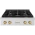 ZLINE Paramount SRTSZ30CB - ZLINE Autograph Edition 30 in. Paramount Gas Rangetop with 4 Burners and Porcelain Cooktop in Satin Stainless Steel with Champagne Bronze Accents (SRTSZ-30-CB) front. 30 Inch Gas Rangetop with 4 Sealed Brass Burners