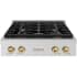 ZLINE Paramount SRTZ30CB - ZLINE 30 in. Autograph Edition Paramount Gas Rangetop with 4 Burners and Porcelain Cooktop in Stainless Steel with Champagne Bronze Accents (SRTZ-30-CB) front. 30 Inch Gas Rangetop with 4 Sealed Brass Burners