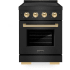 ZLINE Paramount SINRBZ24G - ZLINE Autograph Edition 24 in. 3.2 cu. ft. Paramount Induction Range with 3 Element Cooktop and Electric Convection Oven in Black Stainless Steel with Polished Gold Accents (SINRBZ-24-G) 24 Inch Freestanding Paramount Induction Range
