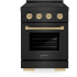ZLINE Paramount SINRBZ24CB - ZLINE Autograph Edition 24 in. 3.2 cu. ft. Paramount Induction Range with 3 Element Cooktop and Electric Convection Oven in Black Stainless Steel with Champagne Bronze Accents (SINRBZ-24-CB) 24 Inch Freestanding Induction Range