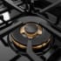ZLINE Paramount PSRTBSZ30G - ZLINE Autograph Edition 30 in. Paramount Gas Rangetop with 4 Burner DuoPro Cooktop in Black Satin Stainless Steel and Polished Gold Accents (PSRTBSZ-30-G) close-up, DuoPro burner. 30 Inch Gas Rangetop with 4 Sealed Burners