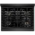 ZLINE Paramount SRTBSZ30G - ZLINE Autograph Edition 30 in. Paramount Gas Rangetop with 4 Burners and Porcelain Cooktop in Black Satin Stainless Steel with Polished Gold Accents (SRTBSZ-30-G) top-down, above cooktop. 30 Inch Gas Rangetop with 4 Sealed Brass Burners