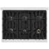 ZLINE RTS36 - ZLINE 36 in. Classic Gas Rangetop with 6 Burners and Porcelain Cooktop in Satin Stainless Steel (RTS-36) top-down, above cooking surface. 36 in. Classic Gas Rangetop with 6 Burners and Porcelain Cooktop