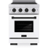 ZLINE Paramount SINRSZWM24MB - ZLINE Autograph Edition 24 in. 3.2 cu. ft. Paramount Induction Range with 3 Element Cooktop and Electric Convection Oven in Satin Stainless Steel with White Matte Door and Matte Black Accents (SINRSZ-WM-24-MB) 24 Inch Freestanding Induction Range