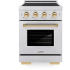 ZLINE Paramount SINRSZ24G - ZLINE Autograph Edition 24 in. 3.2 cu. ft. Paramount Induction Range with 3 Element Cooktop and Electric Convection Oven in Satin Stainless Steel with Polished Gold Accents (SINRSZ-24-G) 24 Inch Freestanding Induction Range