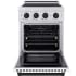 ZLINE Paramount SINRSZWM24MB - ZLINE Autograph Edition 24 in. 3.2 cu. ft. Paramount Induction Range with 3 Element Cooktop and Electric Convection Oven in Satin Stainless Steel with White Matte Door and Matte Black Accents (SINRSZ-WM-24-MB) front, oven open. 24 Inch Freestanding Induct