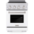 ZLINE Paramount SINRSWM24 - ZLINE 24 in. 3.2 cu. ft. Paramount Induction Range with 3 Element Cooktop and Electric Convection Oven in Satin Stainless Steel with White Matte Door (SINRS-WM-24) 24 Inch Freestanding Induction Range