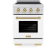 ZLINE Paramount SINRSZWM24CB - ZLINE Autograph Edition 24 in. 3.2 cu. ft. Paramount Induction Range with 3 Element Cooktop and Electric Convection Oven in Satin Stainless Steel with White Matte Door and Champagne Bronze Accents (SINRSZ-WM-24-CB) 24 Inch Freestanding Induction Range