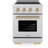 ZLINE Paramount SINRSZ24CB - ZLINE Autograph Edition 24 in. 3.2 cu. ft. Paramount Induction Range with 3 Element Cooktop and Electric Convection Oven in Satin Stainless Steel with Champagne Bronze Accents (SINRSZ-24-CB) 24 Inch Freestanding Induction Range