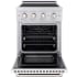 ZLINE Paramount SINRSWM24 - ZLINE 24 in. 3.2 cu. ft. Paramount Induction Range with 3 Element Cooktop and Electric Convection Oven in Satin Stainless Steel with White Matte Door (SINRS-WM-24) front, oven open. 24 Inch Freestanding Induction Range