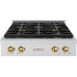 ZLINE Paramount PSRTSZ30G - ZLINE Autograph Edition 30 in. Paramount Gas Rangetop with 4 Burner DuoPro Cooktop in Satin Stainless Steel and Polished Gold Accents (PSRTSZ-30-G) front. 30 Inch Gas Rangetop with 4 Sealed Burners