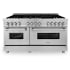 ZLINE RA60 60 Inch Pro-Style Double Oven Dual Fuel Range with 9 Sealed ...