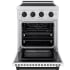 ZLINE Paramount SINRZWM24MB - ZLINE Autograph Edition 24 in. 3.2 cu. ft. Paramount Induction Range with 3 Element Cooktop and Electric Convection Oven in Stainless Steel with White Matte Door and Matte Black Accents (SINRZ-WM-24-MB) front, oven open. 24 Inch Freestanding Induction Ran