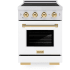 ZLINE Paramount SINRZWM24G - ZLINE Autograph Edition 24 in. 3.2 cu. ft. Paramount Induction Range with 3 Element Cooktop and Electric Convection Oven in Stainless Steel with White Matte Door and Polished Gold Accents (SINRZ-WM-24-G) 24 Inch Freestanding Induction Range