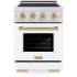 ZLINE Paramount SINRZWM24CB - ZLINE Autograph Edition 24 in. 3.2 cu. ft. Paramount Induction Range with 3 Element Cooktop and Electric Convection Oven in Stainless Steel with White Matte Door and Champagne Bronze Accents (SINRZ-WM-24-CB) 24 Inch Freestanding Induction Range