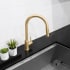 ZLINE RBCN1KFCB - ZLINE Palisades Pull Down Single Handle Kitchen Faucet in Champagne Bronze (RBCN1-KF-CB) in a luxury kitchen, from above.