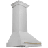 ZLINE Autograph Edition 8654SNZ30CB - ZLINE Autograph Edition 30 in. Satin Stainless Steel Wall Mount Range Hood with Champagne Bronze Handle (8654SNZ-30-CB) 30 in. Satin Stainless Steel Wall Mount Range Hood