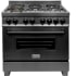 ZLINE RAB36 - 36 Inch Black Stainless Steel Dual Fuel Range