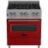 ZLINE RASRM30 - Professional DuraSnow® Dual Fuel Range with Red Matte Door
